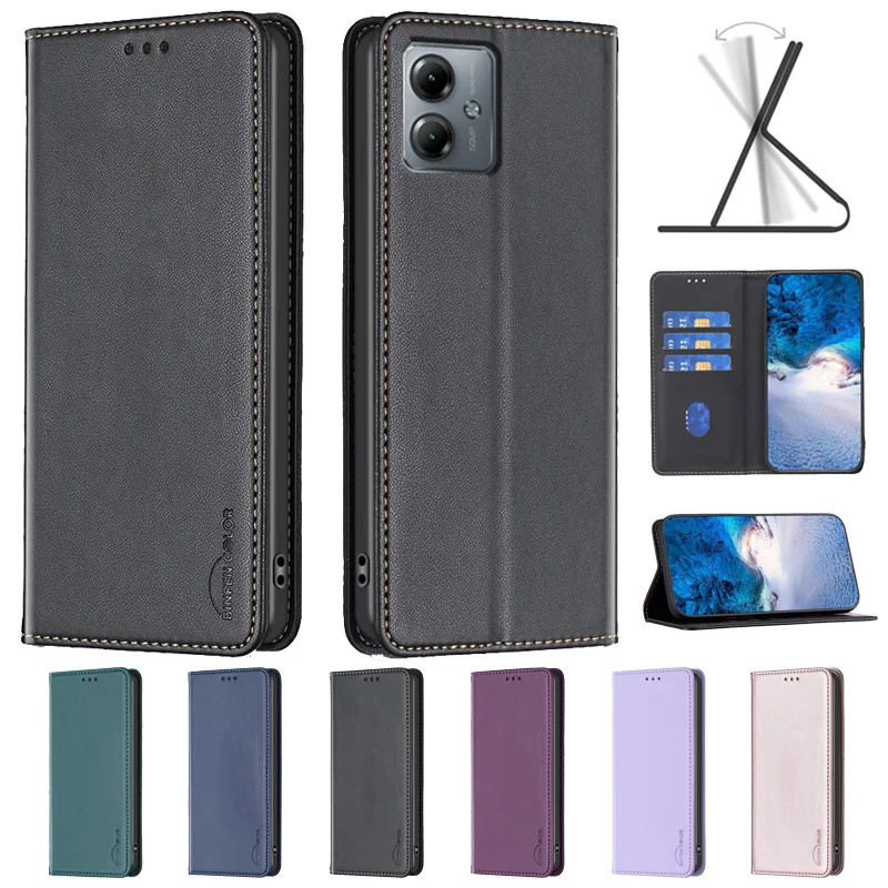Per Moto G14 Custodia Custodia Magnetica Di Lusso Flip Phone Per Fundas Motorola Moto G14 Custodia In Pelle Motorola G14 G 14 Coque