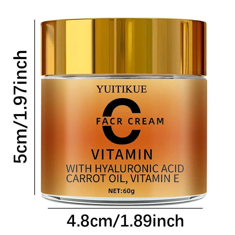 60g Vitamin C Cream with Ascorbic Acid Hyaluronic Acid Carrot Oil Keeps skin hydrated, moisturizes and provides long-lasting hyd