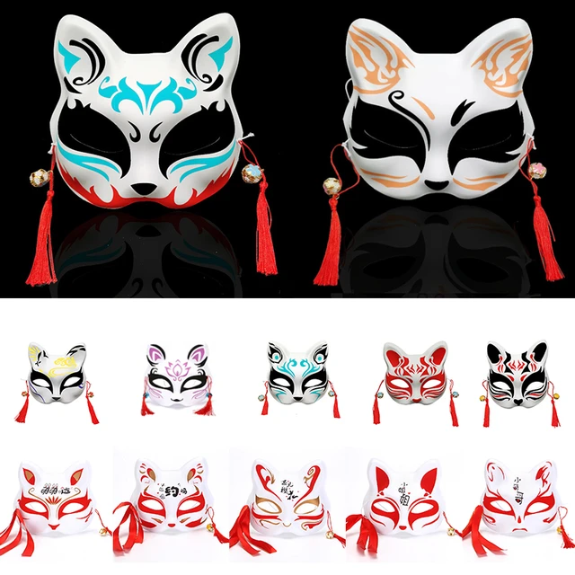 LIQUID Anime Demon Slayer Foxes Mask Hand-painted Japanese Mask Half Face  Mask Festival Ball Kabuki Kitsune Masks Cosplay Prop