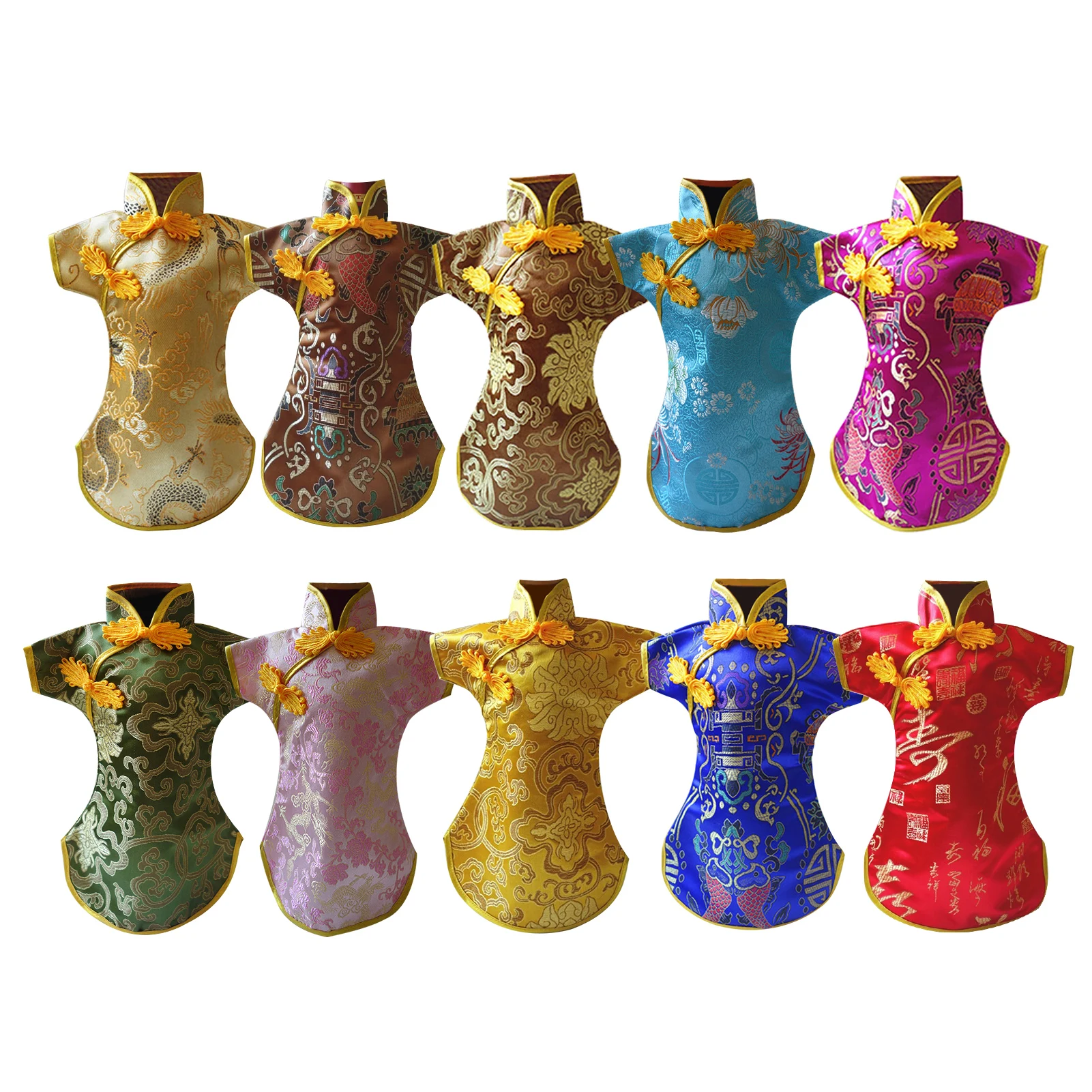 

10 шт., чехол для бутылки вина в китайском стиле