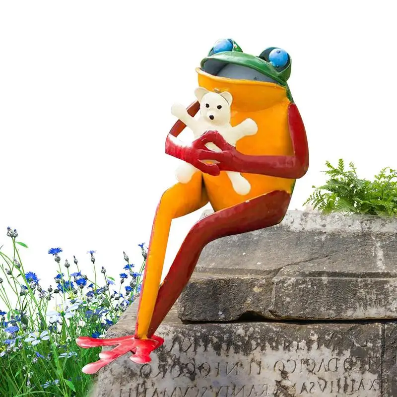 

Frog Yard Decor Metal Frog Decoration For Lawn Colorful All Seasons Ornament For Garden Landscape Patio Cute Yard Art For Park