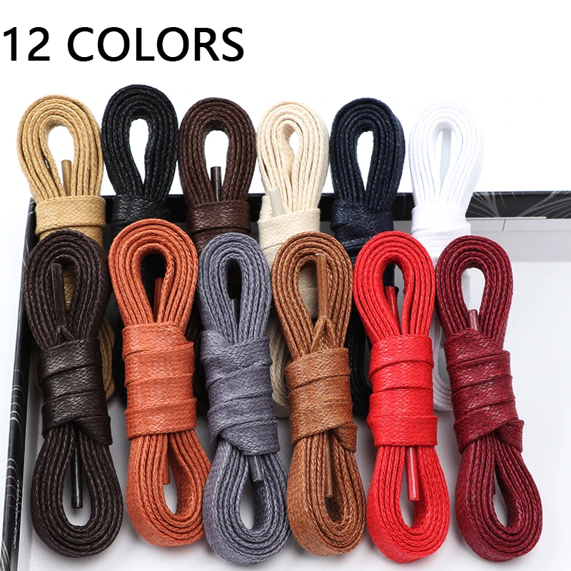 1 Pair Flat Shoelaces Waxed Cotton 0.8CM Width Waterproof Shoe Laces Unisex Boots Casual Sneakers Shoelace Leather Laces Shoes images - 6