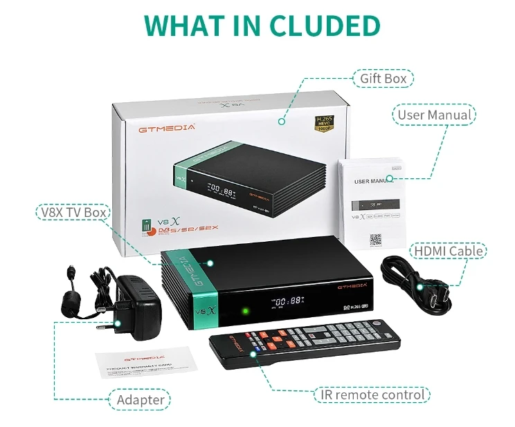 GTMEDIA V8X HD 1080P  ù DVB-S S2 S2X  2.4G  H.265 ׷̵, GTmedia V8 Nova V8 Honor V7s2x