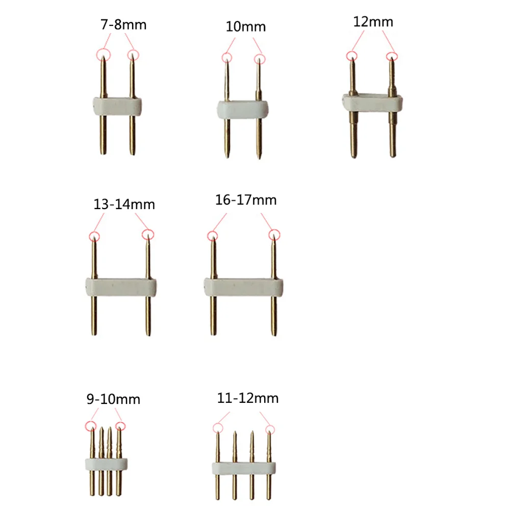 LED Strip Connector 5pcs 2pin 4pin 8mm/12mm/10mm Connector Recommend Accessory Copper Pins for 110V 220V Single Color RGB LED Strip Freeshipping