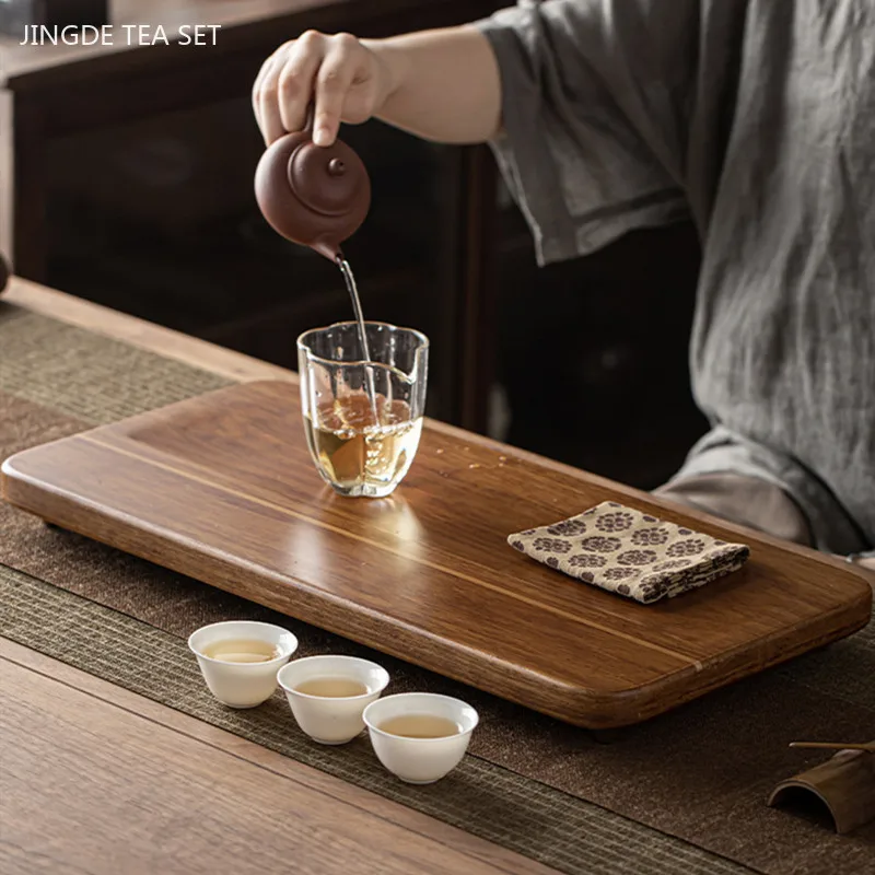 Household Bamboo Tray Creative Drawer Type Water Storage Tea Table Teaware Storage Trays Decorative Chinese Tea Accessories