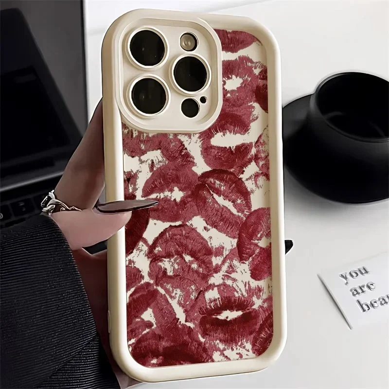 Matte Silicone Phone Case with Lips Kiss Design