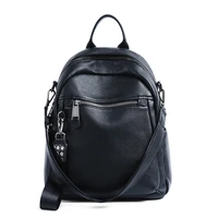 Fashion Leather Leisure Travel Backpack for Women, Large Capacity Trendy Black Backpack 1