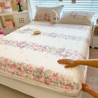 Skin-friendly Bed Sheets 100% Cotton Bed Cover Floral Style Fitted Sheet Queen Size Bed Linen couvre lit (Pillowcase Need Order) 1