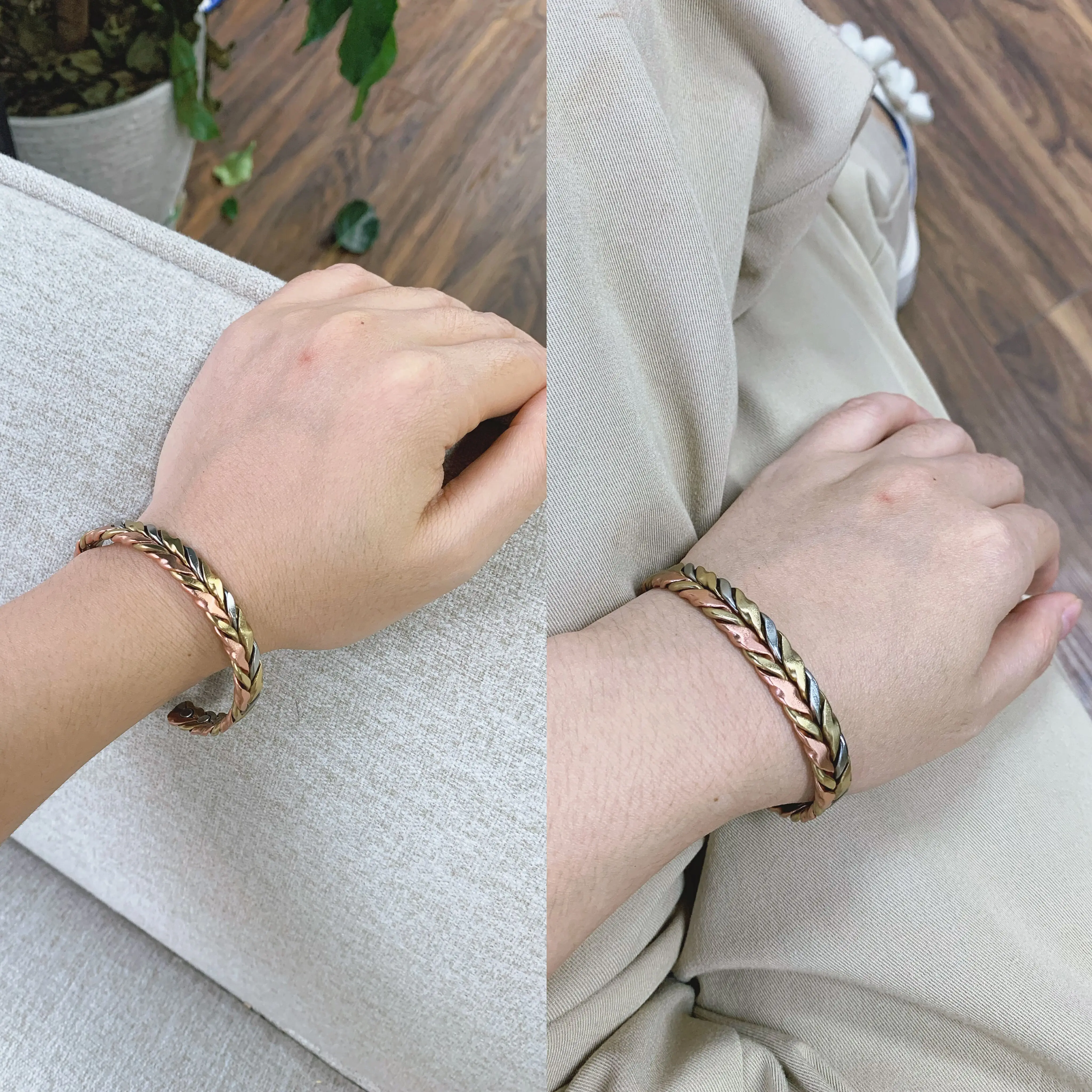 Pure Copper Bracelet Magnetic Adjustable Soft Twisted Cuff Rose High Magnets Bangles 9mm Wide Resizable Jewelry for Men Women