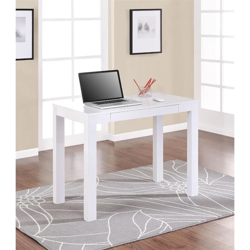 Ameriwood Home Parsons Desk with Drawer, White , 19.7D x 39W x 30H in