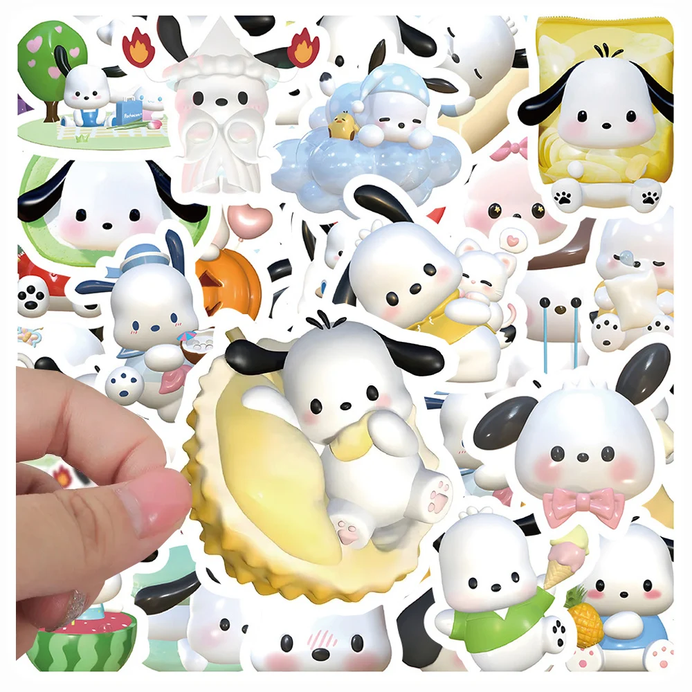 

10/30/63pcs Pochacco Cartoon Aesthetic Stickers DIY Scrapbook Laptop Luggage Phone Cute Sanrio Anime Waterproof Sticker for Kids