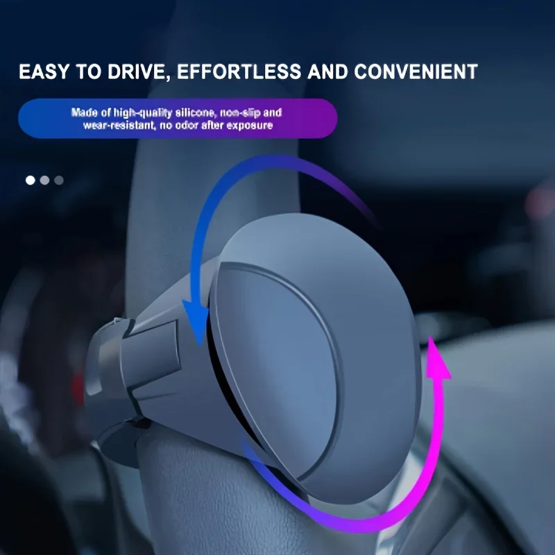 Steering Wheel Knob Easy-Grip Silicone 360&deg; Smooth Rotation One-Hand Operation with Built-in Metal Bearing & Non-Slip Grip