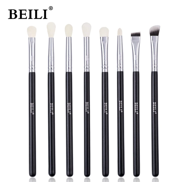 BEILI Professional 6/8pcs Classic Natural Eye Makeup Brushes Set Eyeshadow Eyebrow Blending Smokey Black Beauty Make up Brushes