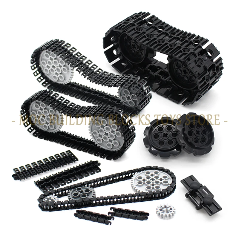 Technology Parts 3711 24375 57518 57519 Building Block Brick Link Tread Sprocket Tanks Tracks Rivets Mechanical Engineering Toys