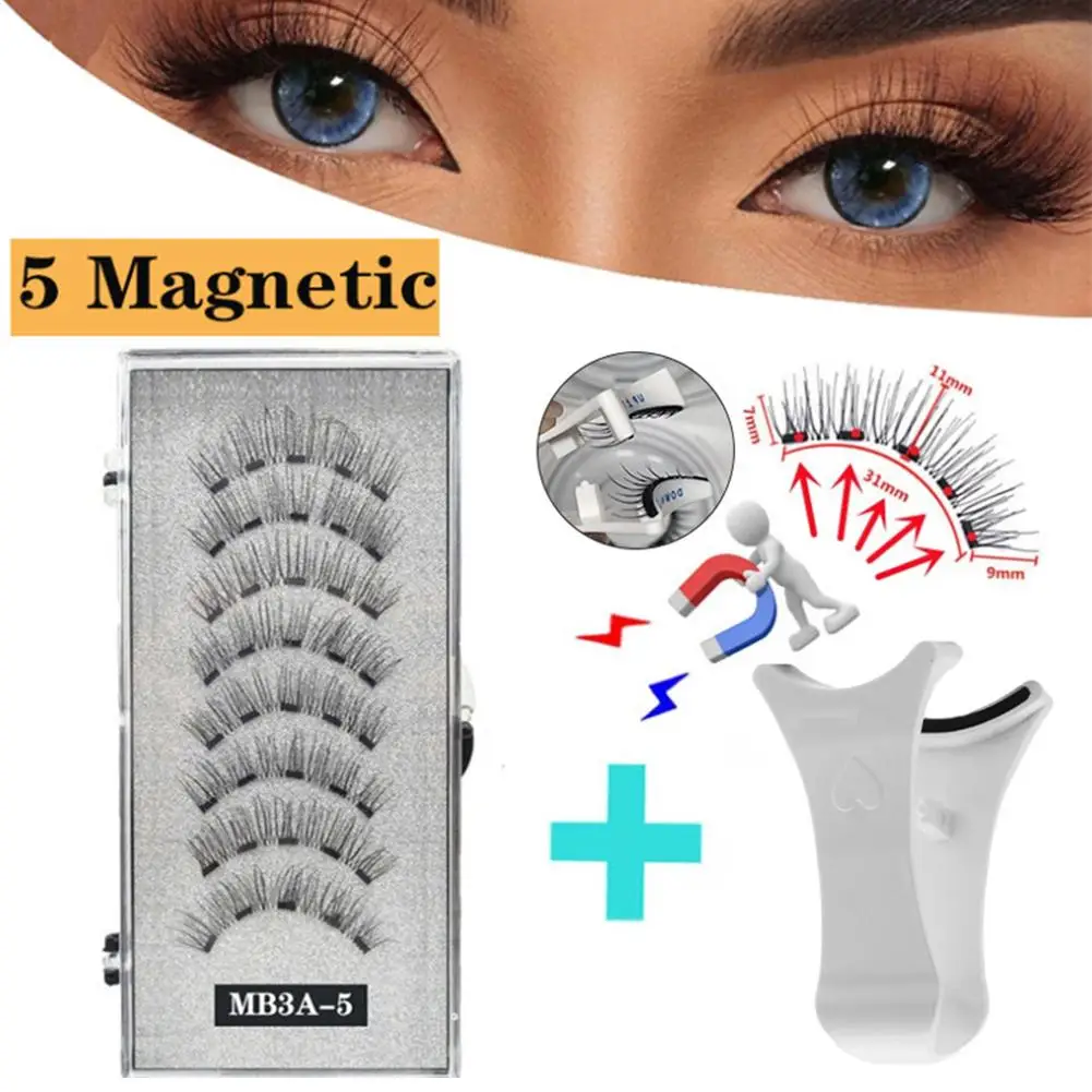

3D Natural Magnetic Eyelashes ,With 5 Magnetic Lashes Handmade False Reusable Drop Magnetic Eyelashes Support Shipping Q7C1