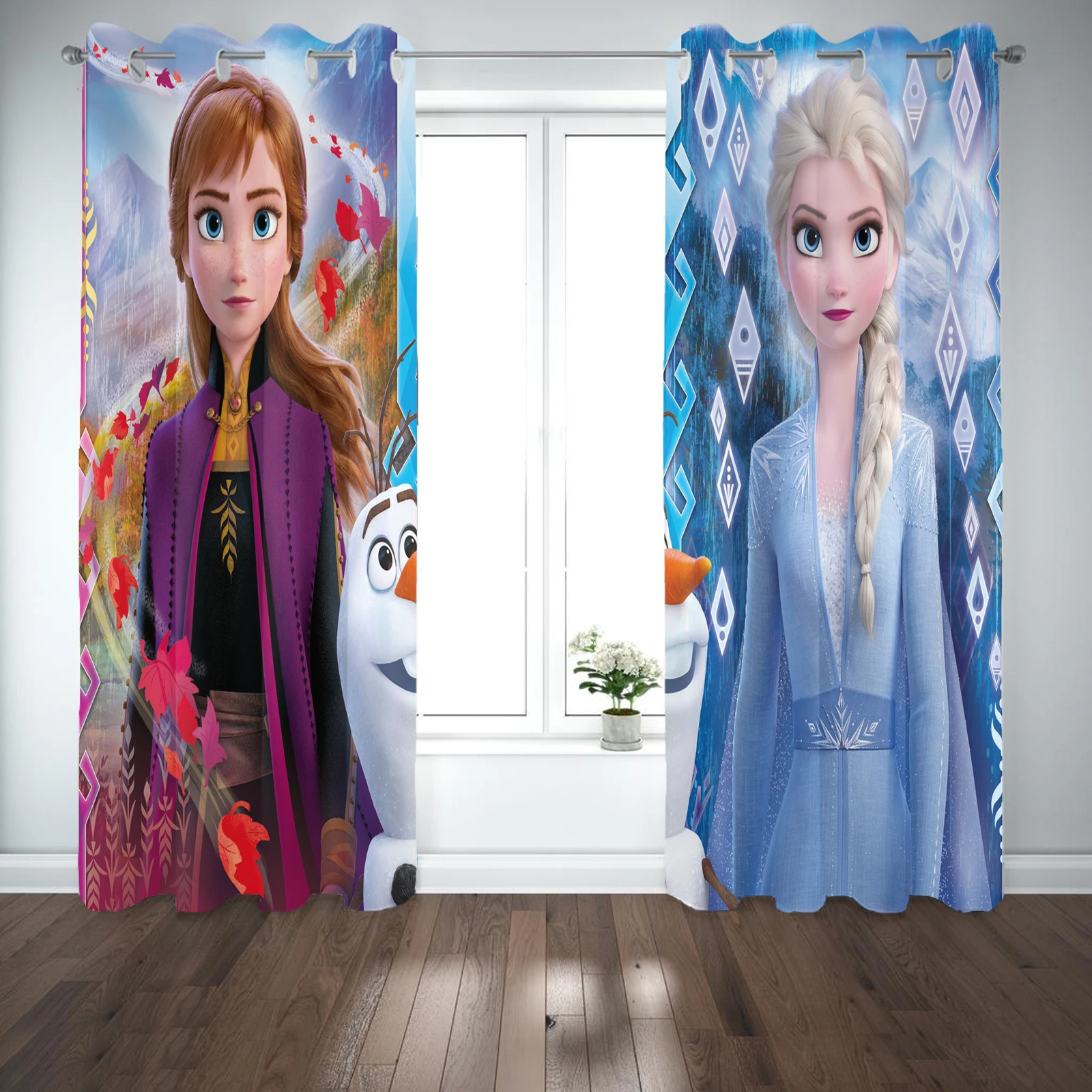 Frozen Princess Elsa Home Decor Curtains For Living Room Bedroom 100% Polyester Blackout Anime Suitable Children And Adults 2