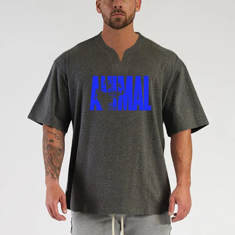 

Men T-shirt Summer Casual Oversized Running T Shirt V Neck Men's Clothing Muscle Fitness Tops Tees Fashion Men Cotton Basic