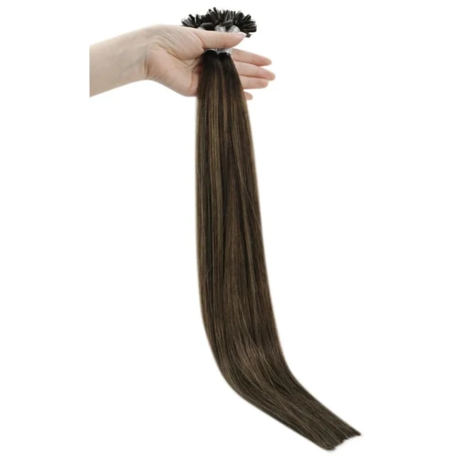 Full Shine 14"-22" Balayage Color U Tip Hair Glue Beads Prebonded Natural Remy Straight Human Hair Extensiones - Image 3