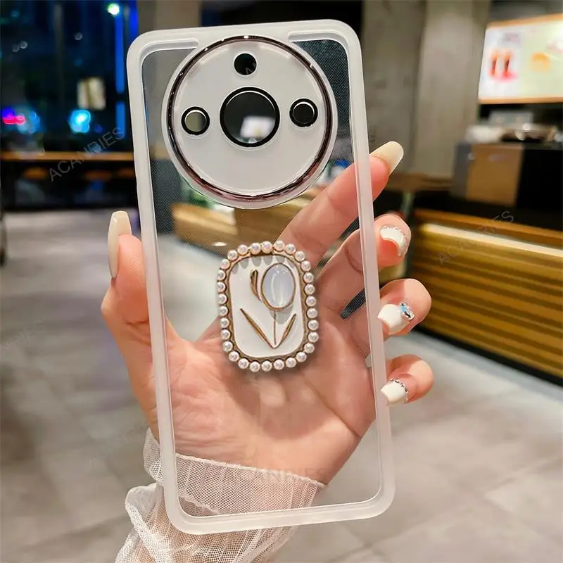 Oppo Realme 11 4G 5G 10 Pro Plus 6i C55 C53 C35 C33 C31 C30 C25 C20 C15 Tulip tartó átlátszó szilikon tok C 55 53_voghion.com