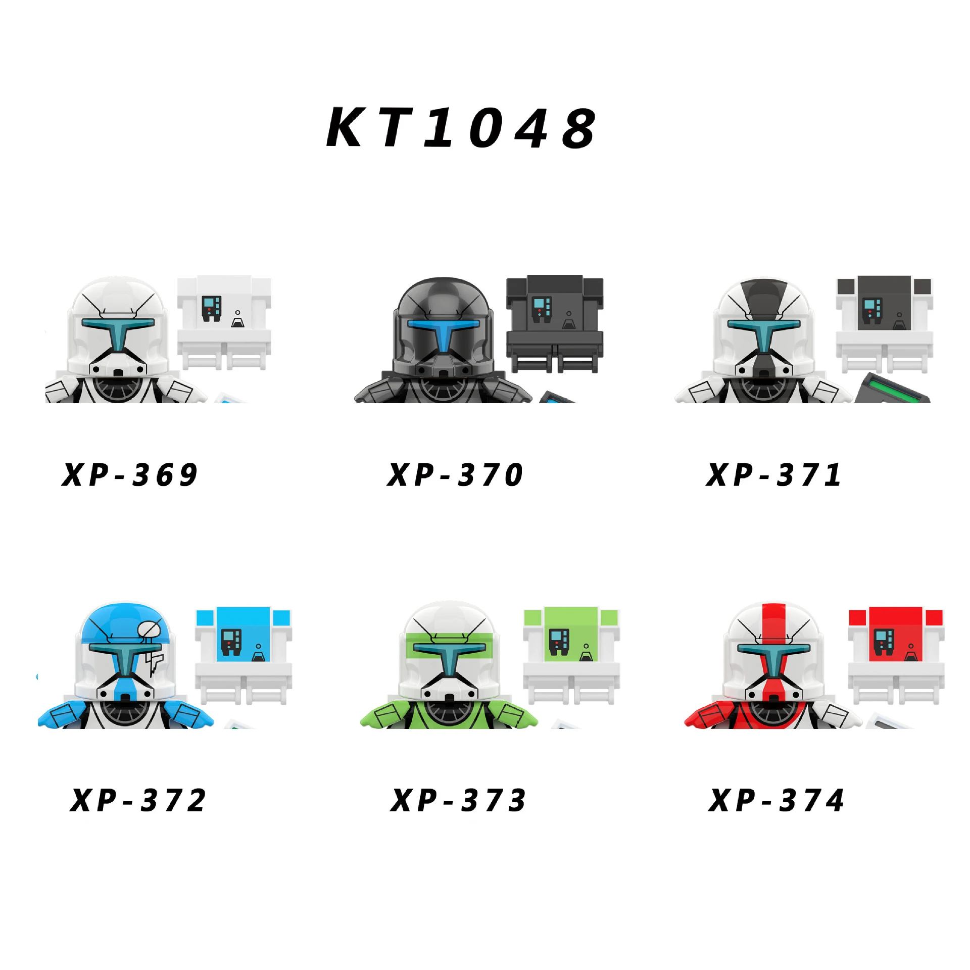 Kt1048 Building Blocks 6 Pz/Set Blue Commando Brick Commando Captain Figure Xp369 Xp370 Xp371 Mini Assembly Toys Xp372 Xp373