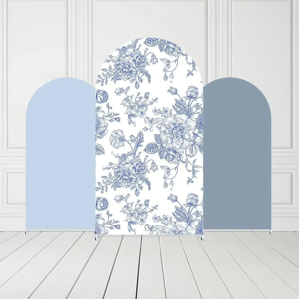 VIKAMA Fotografie-Hintergrund mit blauem Blumenmuster, ideal für Baby-Taufe, Babyparty und Geburtstagsfeier-Dekorationen – Detail 1