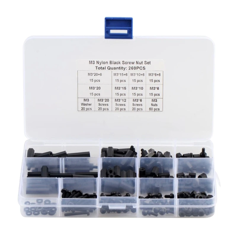 

Durable Nylon Spacer Screw Nut 260pcs Isolation Column With Screws