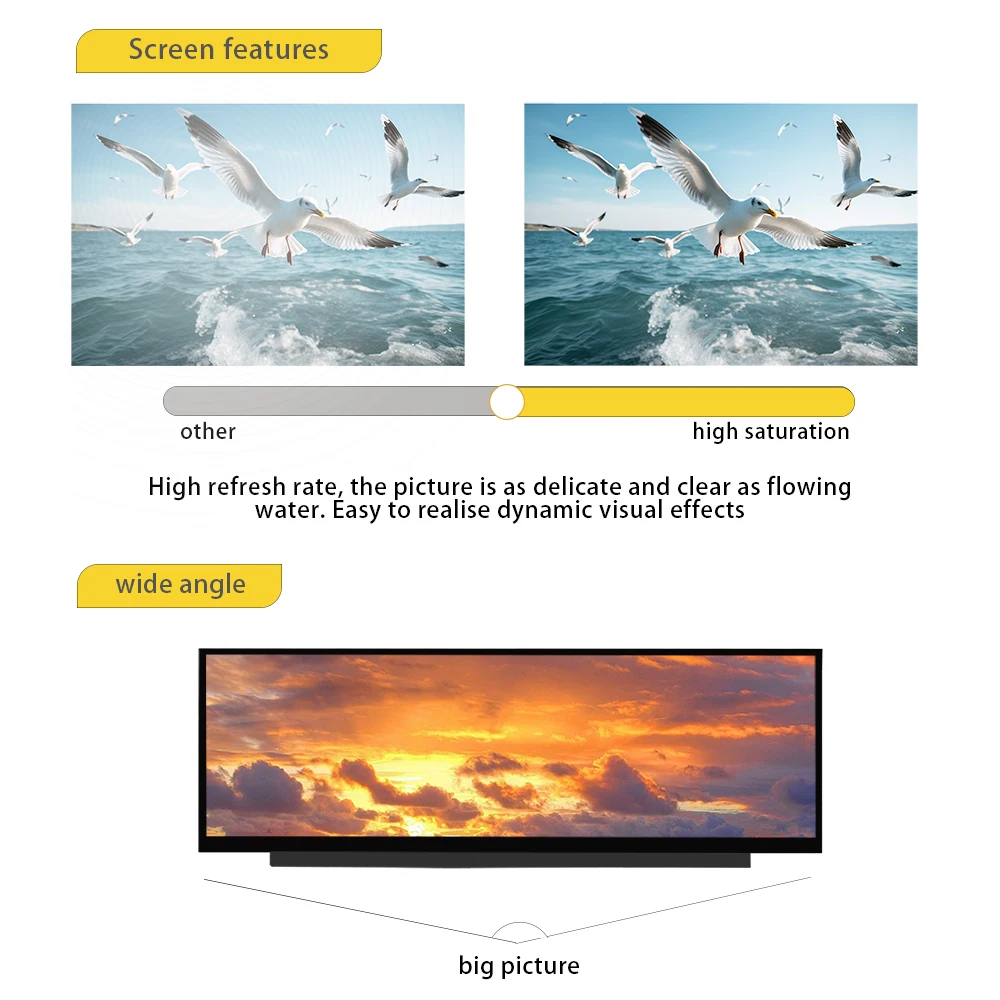 LESOWN Ultrawide 긴 스트립 스크린 디스플레이 Aida64 컴퓨터 용 14.1 인치 미니 HDMI USB-C 550x1920 IPS LCD 디스플레이 모듈