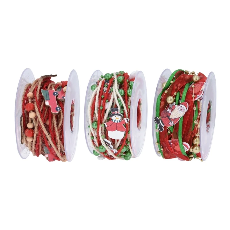 

Colorful Christmas Beaded Ribbon 5m Long, Suitable for Various Crafts Y9RE