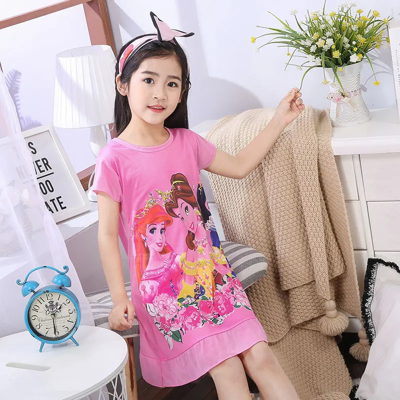 Frozen Snow White Princess Dress Cute Summer Kids Clothes Sleeping Skirt Girl Homewear Nightdress Children's Pajamas for Girls