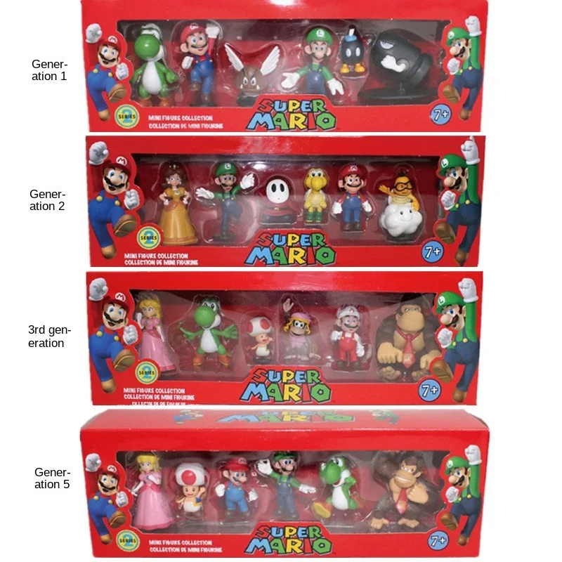 

Super Mario Bros PVC Action Figure Toys Dolls Model Set Luigi Yoshi Donkey Kong Mushroom For Kids Birthday Gifts