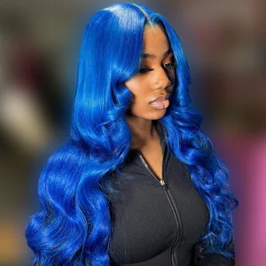 Blue 613 Colored 13x6 HD Transparent Lace Frontal Wigs Human Hair Wig  For Women Brazilian Remy Hair Glueless Full Lace Wigs