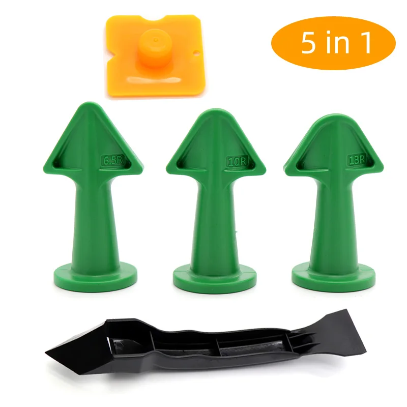 

BINOAX 5Pcs Caulk Nozzle Scraper Set Reusable Sealant Angle Scraper Silicone Grout Caulk Tools 6.5R/10R/13R