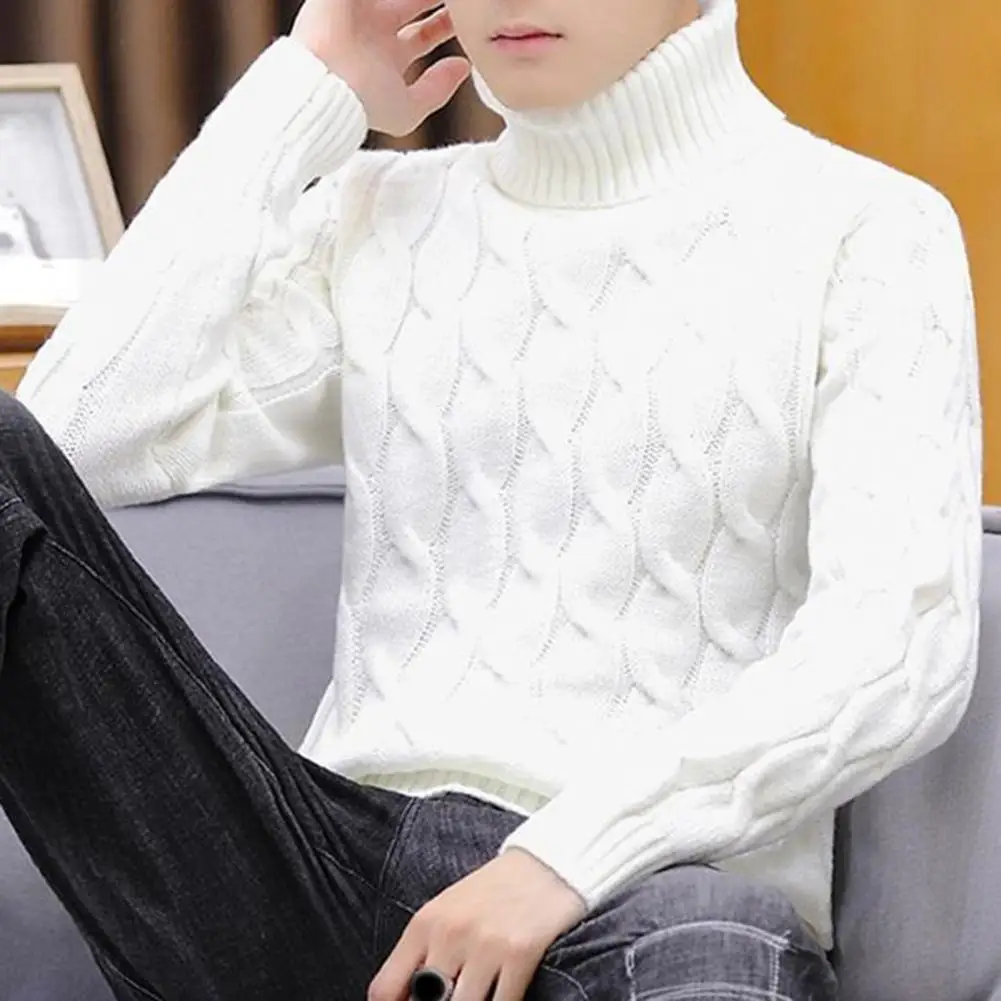 

Men Twist Pattern Sweater Men's Turtleneck Sweater Winter Collection Thickened Twist Knitting Pullover for Teenagers for Autumn