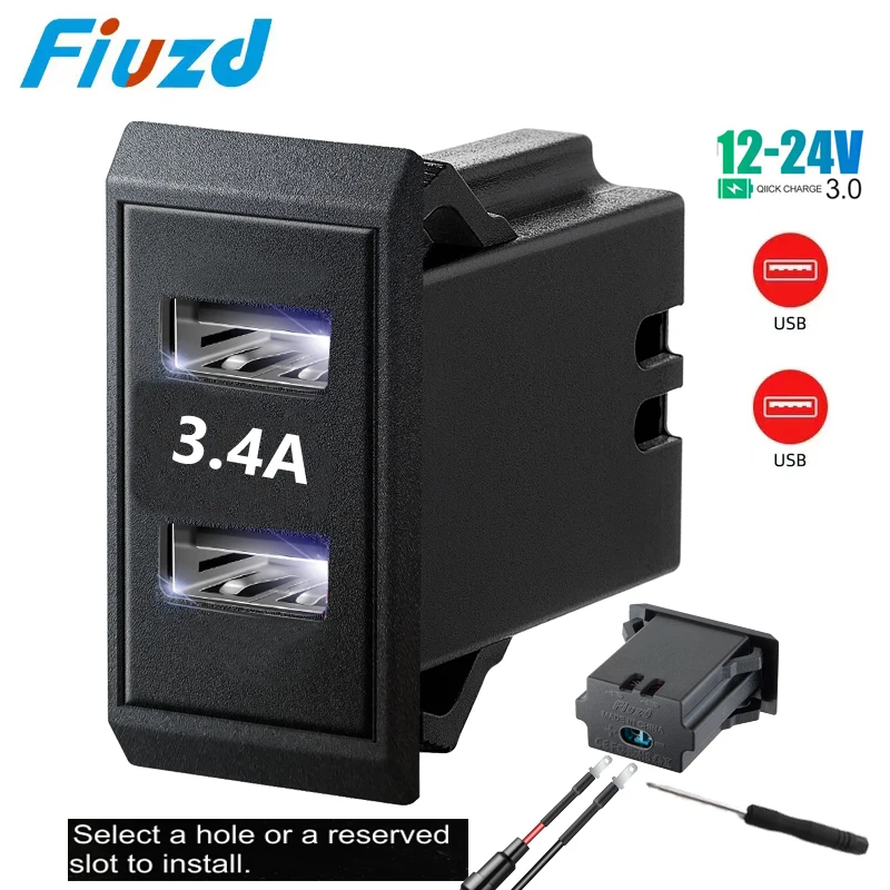 Earu Dual USB Caricatore più rapido Presa Adattatore 5V/3.1A Caricatore rapido per auto con interruttore per Bus RV Barca Auto Camion Accessori per auto