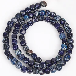 Sea Sediment Turquoise Jasper Natural Stone Beads for Jewelry Making, 5mm, 15'' Strand (Dark Blue)