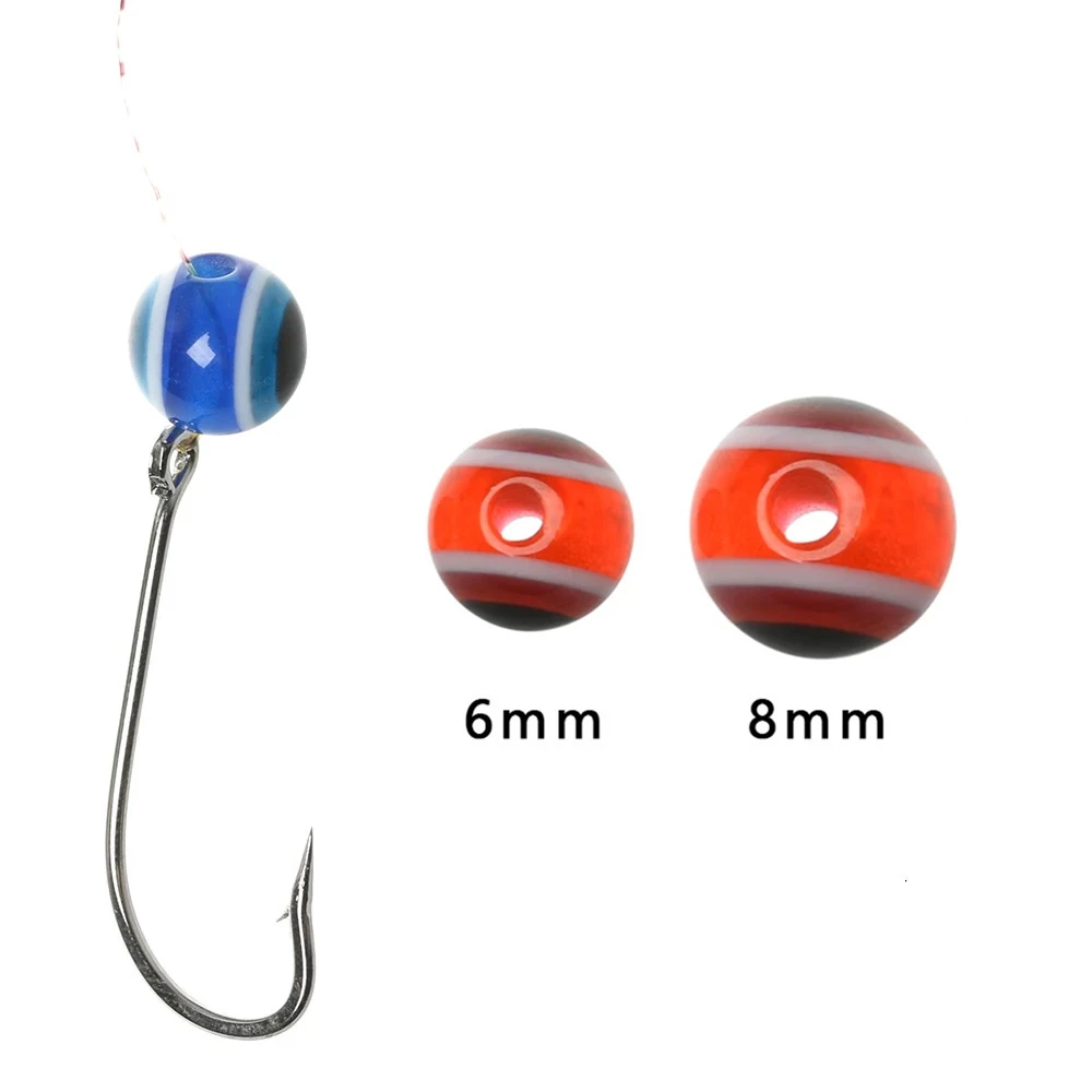 Fish Eye Fishing Beads 50pcs/lot 6mm 8mm Mixed Color Carolina Rigs Taxes Rigs Fishing Beads DIY Kit Bass Tackle