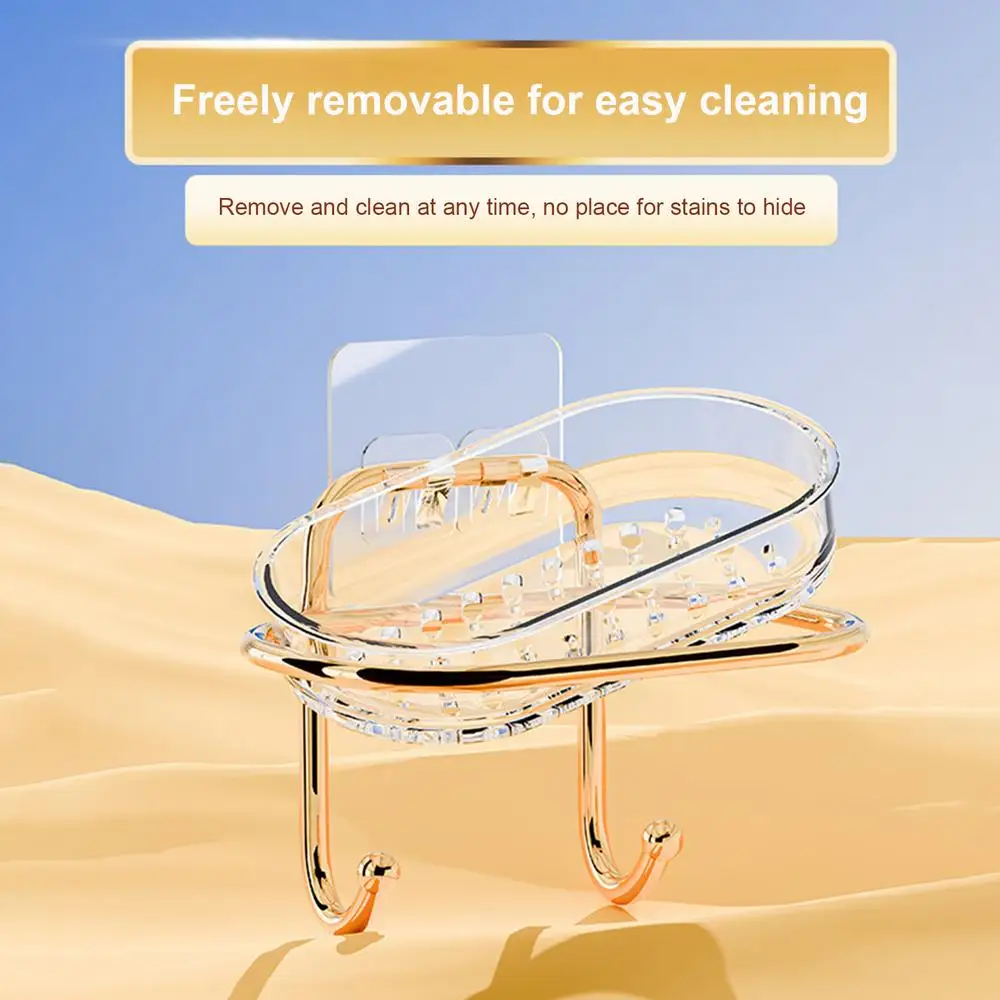 Description Picture 2 of itemAdhesive Wall Mount Soap Holder Drilling-free Soap Dish With Efficient Drainage Soap Saver For Home Bathroom shower Soap Tray