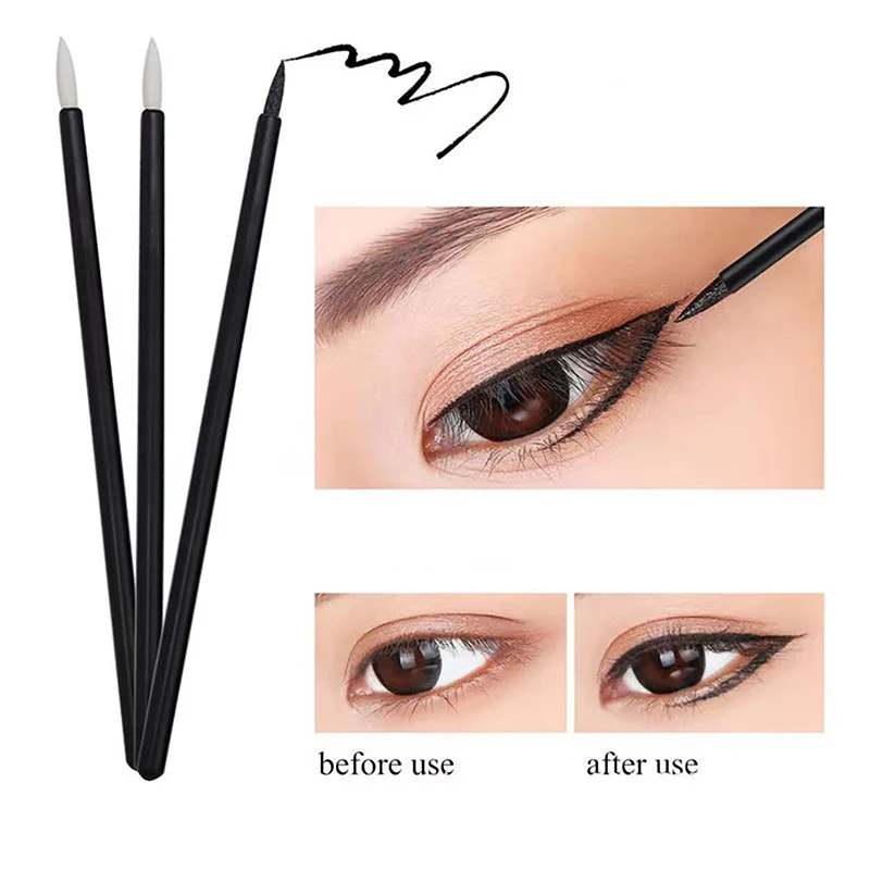 Z. 50Pcs 일회용 아이 라이너 브러쉬 파인 파이버 헤드 아이 라이너 크림 애플리케이터 아이 코스메틱 브러쉬 캡 포함 메이크업 뷰티 도구