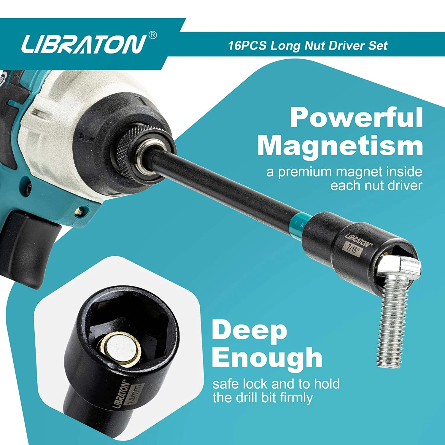 Set Driver Per Dadi Ad Ala - 4 Pezzi | Esagonale 1/4'' Per Trapano | Ideale Per Bulloni A Farfalla