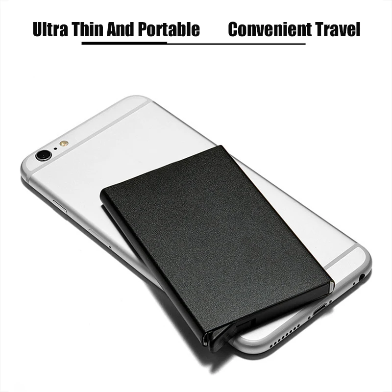 Anti-theft ID Credit Card Holder Thin Aluminium Metal RFID Wallets Pocket Case Automatic Pop Up Bank Women Men Credit Card Box wallet card holder card holder credit card holder