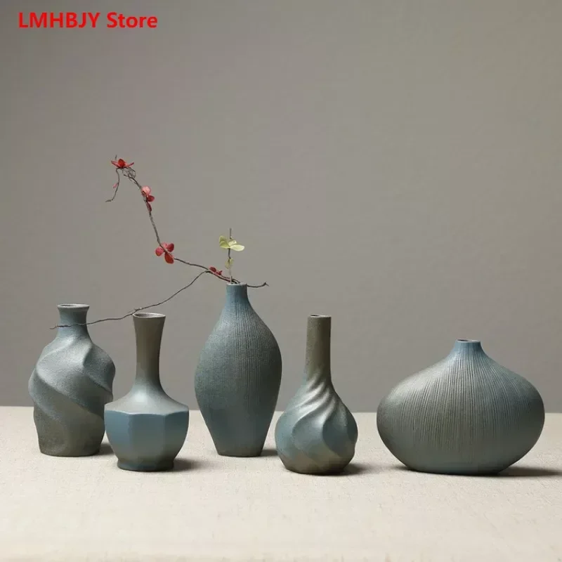 

LMHBJY Zen Rough Flower Ware Retro Ceramic Vase Japanese Ceramic Flower Insert Soft Decoration Tabletop Decoration