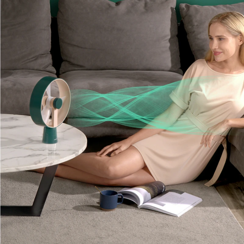 

Safe Soft Leaf Desk Fan, Office Stepless Speed Control Portable Fans, Retro Green USB Fan,Quiet Powerful Electric Fan Air Cooler