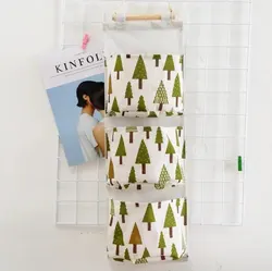 Waterproof Hanging Storage Bag with 3 Pockets - Bear Flamingo Design Wall-Mounted Organizer (Tree)