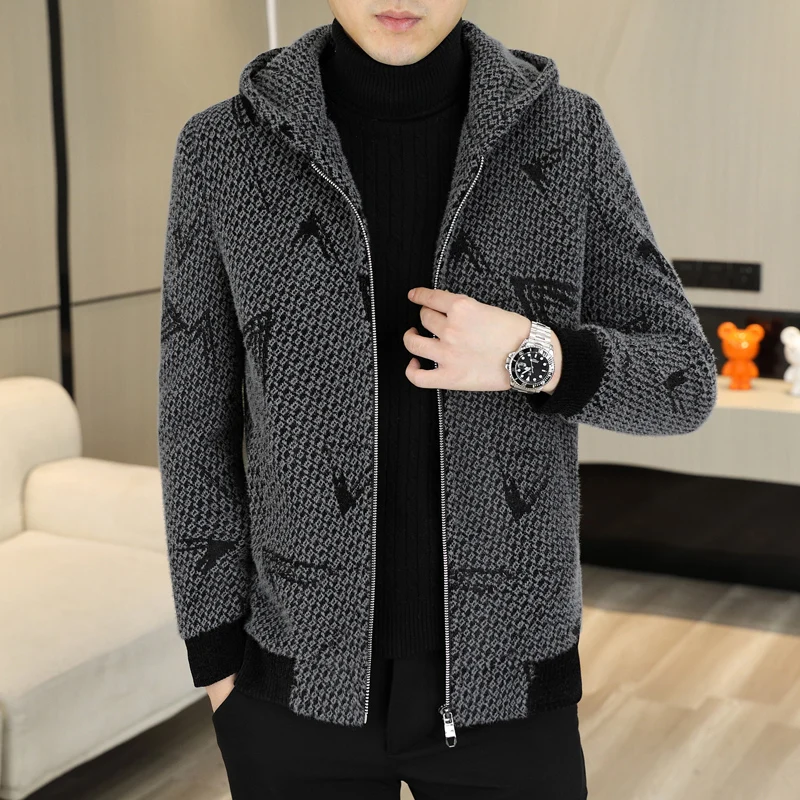 

2023 winter new men's fashion handsome casual hooded wool coat short woolen jacket jacket top Thick （Winter) Organic Cotton