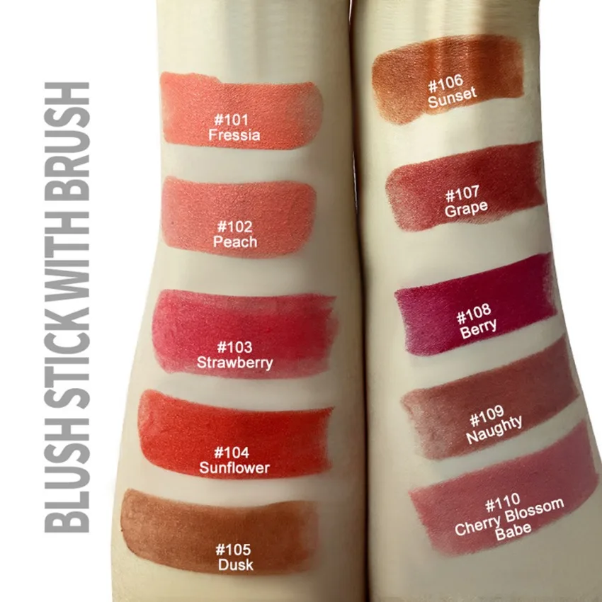 White Tube High Pigment Creamy Blush Stick Private Label Sexy Cheek Blusher with Brushes Custom Logo Low Moq 3