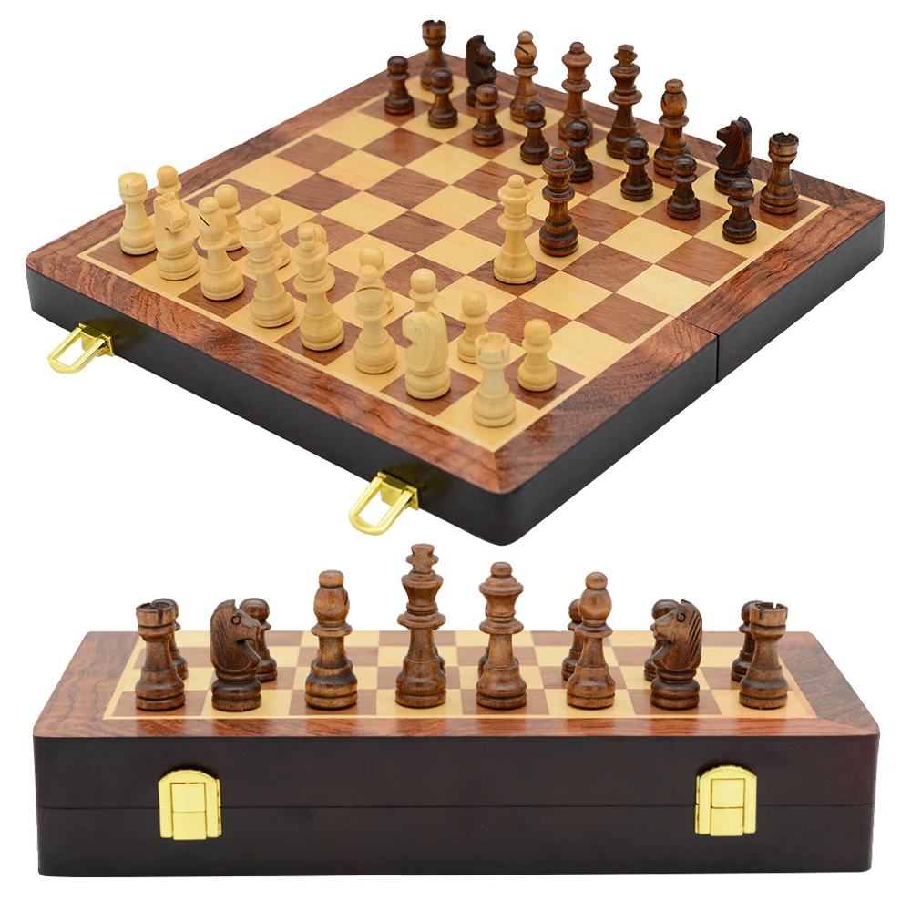 Set Di Scacchi Pieghevoli In Legno Magnetico, Altezza King, 2 Extra Queens Pine Box, Pezzi Da Gioco, Slot Di Archiviazione, 5.5Cm, 12 Pollici