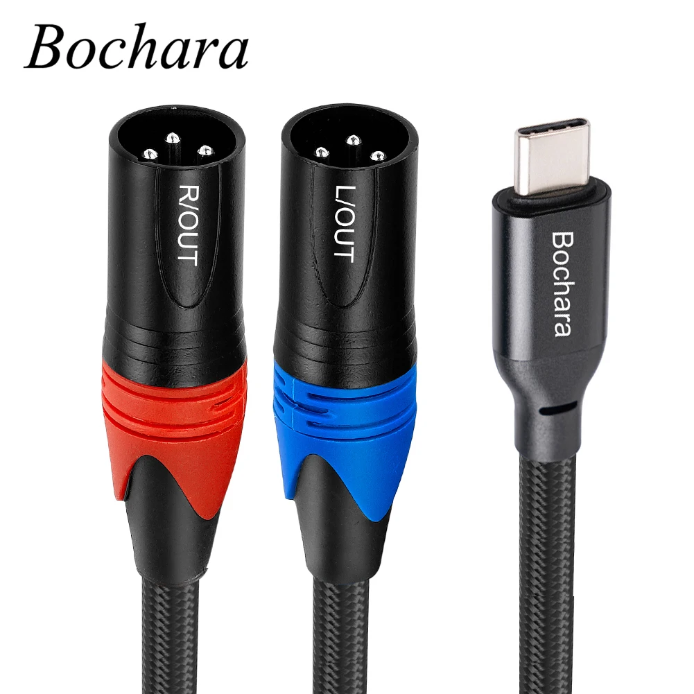 Bochara Premium Braided Dual XLR Male Audio Cable with Built-in Chipset and Enhanced Shielding