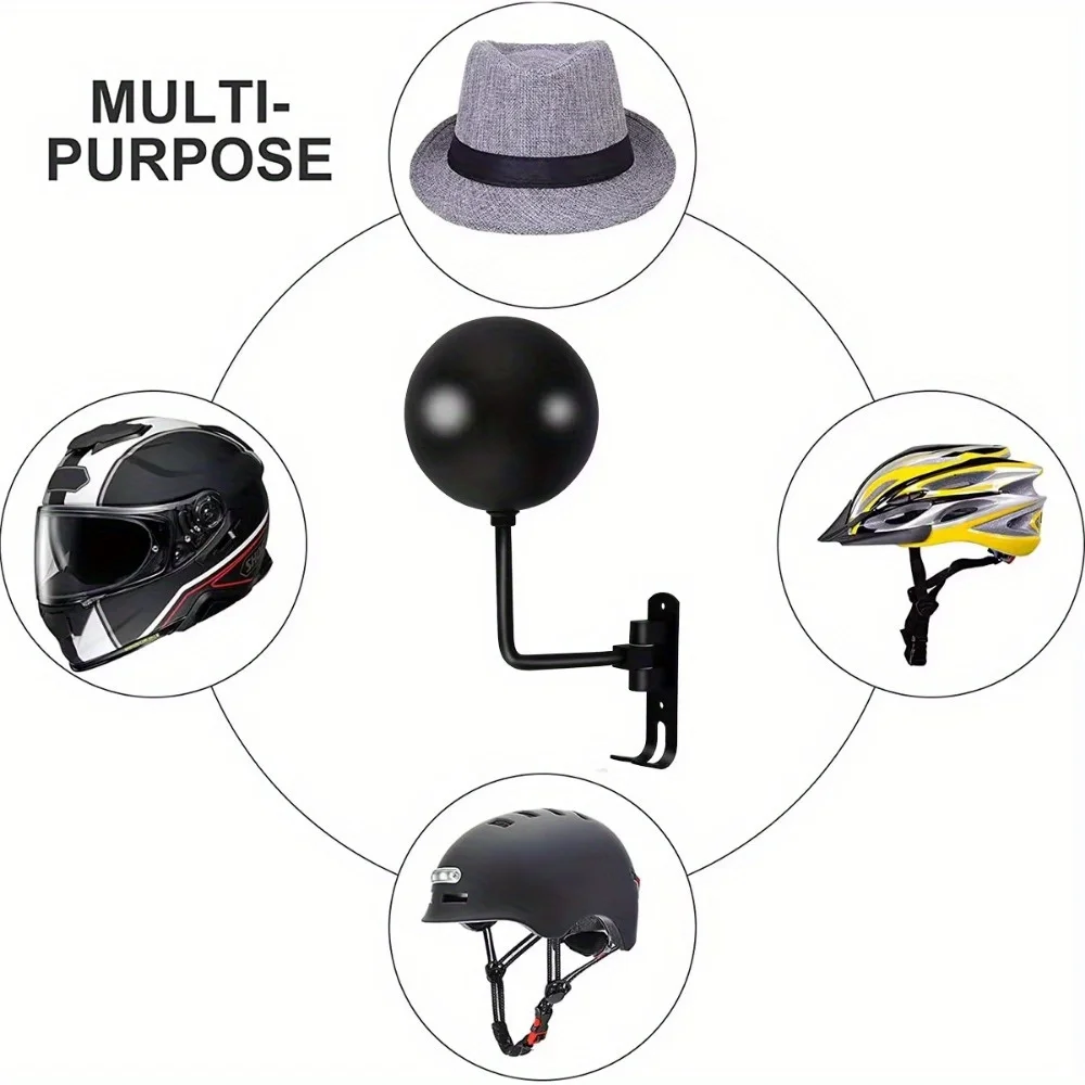 1PC Motorcycle Helmet Rack Wall Mount 180 Degree Rotation Metal Bike Helmet Holder Mount Bicycle Display Hanger Stand