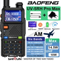 UV-5RH Pro Max Air Band 14.5W 3800mAh AM FM Radio Six Band 65-520MHz UV-5RM Walkie Talkie USB C Frequency Copy Update UV-5RH Pro 1