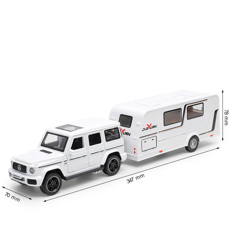 

1:32 Benz G63 Cullinan Wrangler Trailer Alloy Model Car Toy Diecasts Metal Casting Sound and Light Car Toys For Children Vehicle